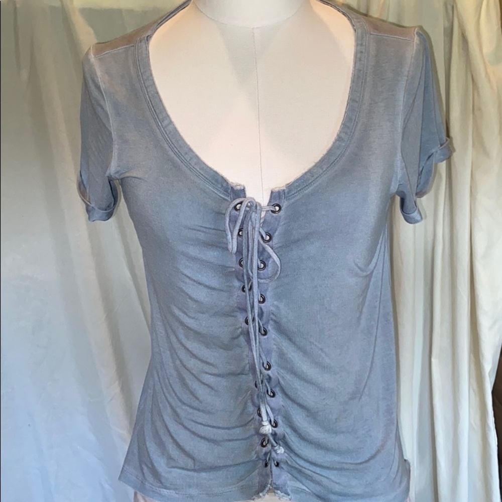American Eagle blue tie up shirt - soft & sexy
